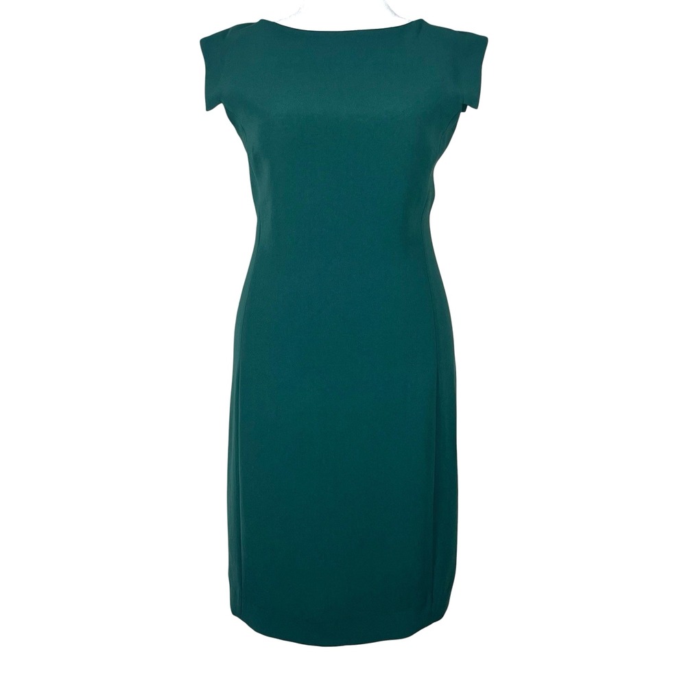 MM LaFleur Sarah Cap Sleeve Dress Size 10 Green Crepe Office Career Cocktails